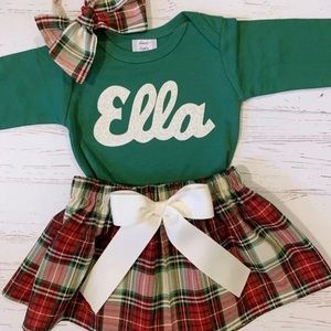 Personalized (your child’s name) Christmas outfit for girls - Sizes 0/3m - 12Y.